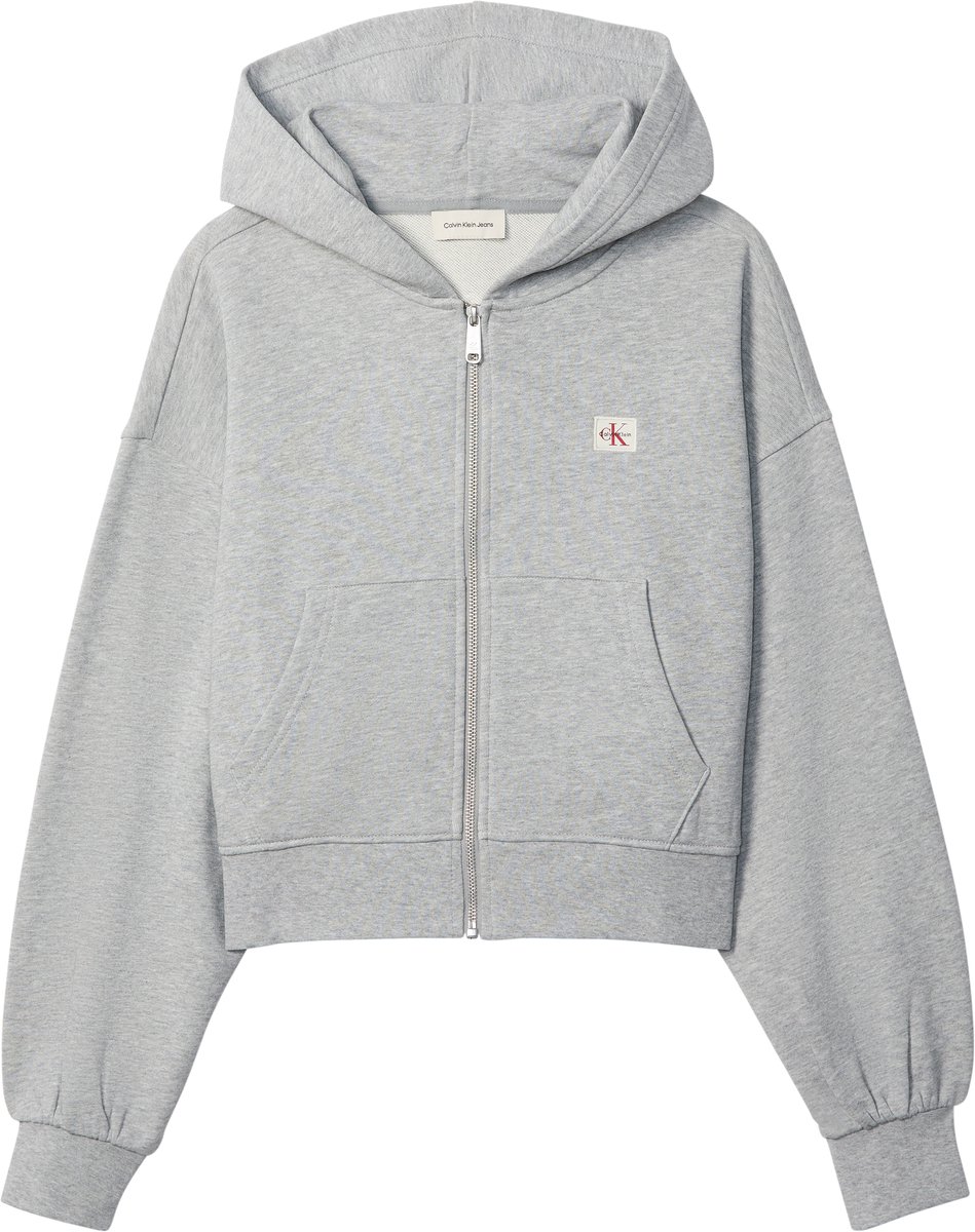 Calvin Klein Jeans French Terry Woven Label Fz Hood Grijs
