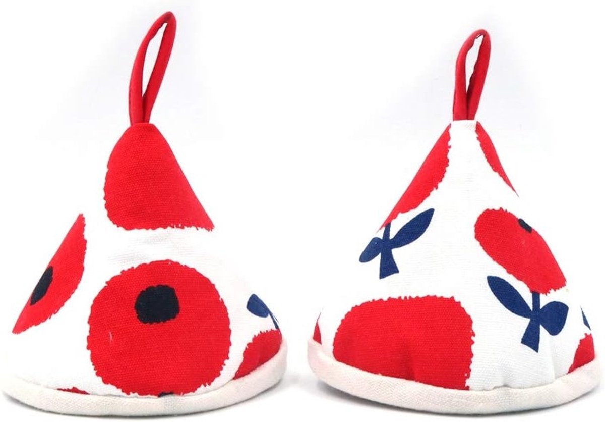 Handige 4.3" Driehoekige Katoenen Ovenhandschoenen voor Potdeksels en Handvatten - Rood, Warmtebestendig en Comfortabel