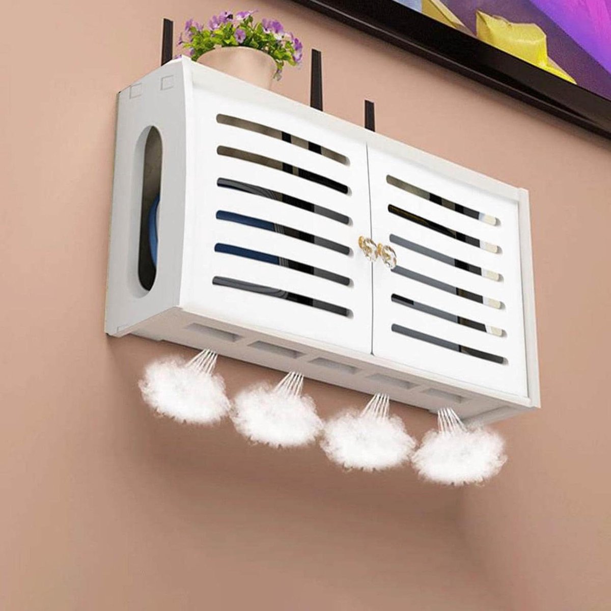 Router Opbergdoos - Router Rack - Draadloze Apparaten Organiseren - Warmteafvoer Ontwerp - C - Wit
