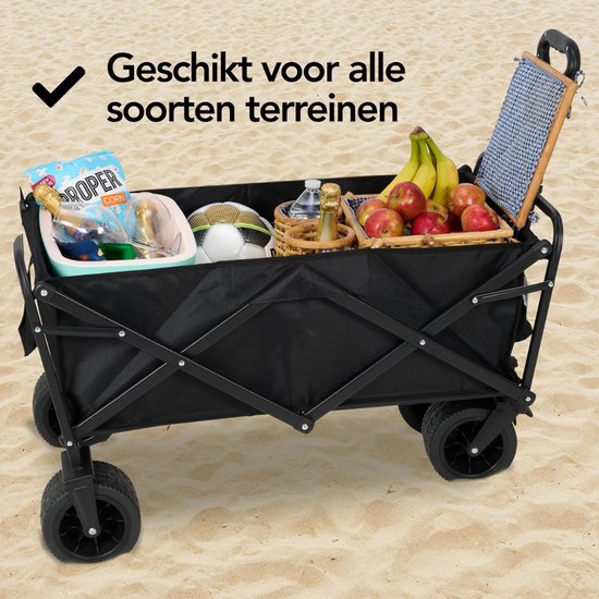 Quvo® Bolderkar Opvouwbaar Luchtbanden - Bolderkar Opvouwbaar - Bolderkar Kinderenvervoer - Zwart - 57cm x 96cm x 57cm van Merkloos — afbeelding 4