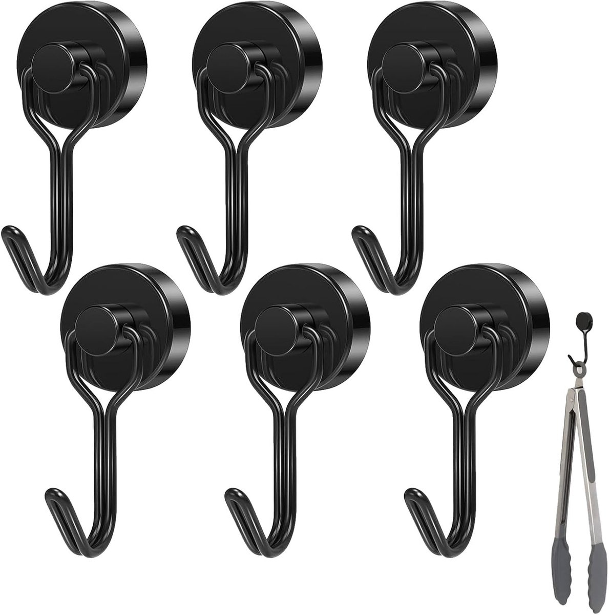 6 Pcs Extra Sterke Magnetische Haakjes - 16mm Metalen Haakjes - Neodymium Magneten - Houdt 15kg - Draaiende Magnetische Haakjes voor Keuken - Lockers - Slaapkamer - Kantoor - Koelkast Magneten