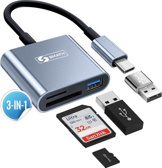 SD Kaartlezer 3-in-1 USB-C & US...