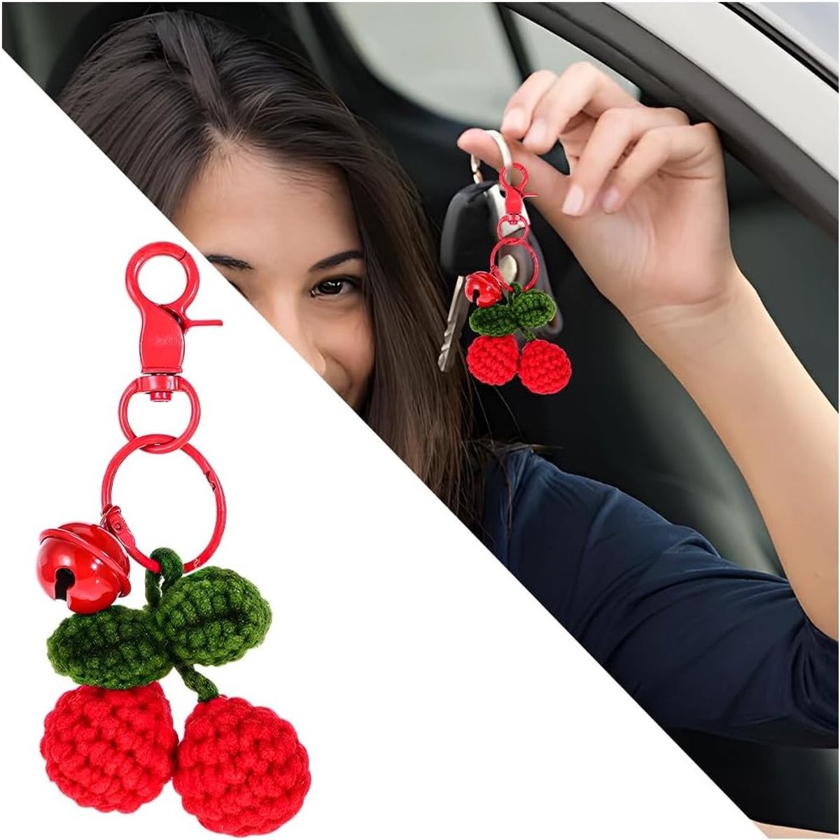 Schattige Kersen Hangdecoratie voor Achteruitkijkspiegels, Auto Ornament, Interieur Accessoire, Uniek en Stijlvol Design