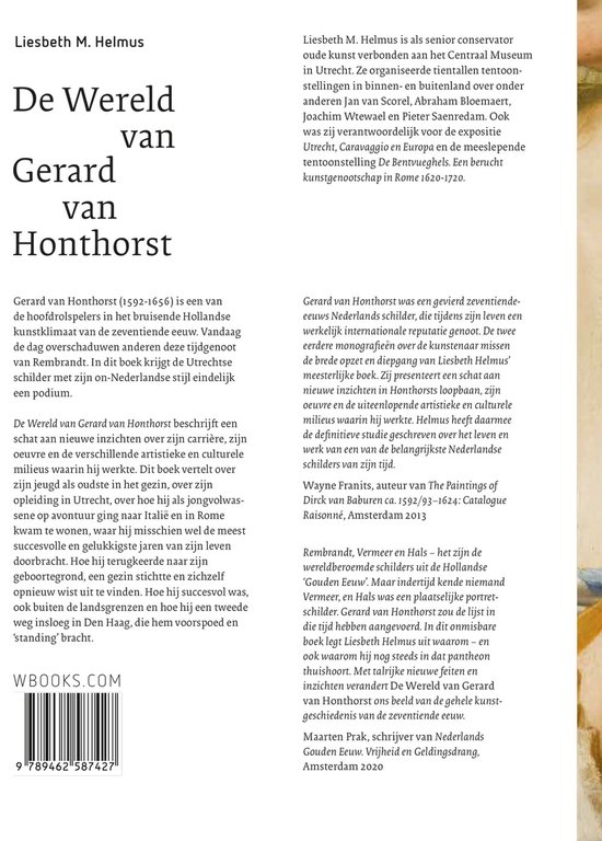 Boekomslag met afbeelding van een schilderij waarop een luit wordt bespeeld. De titel "De Wereld van Gerard van Honthorst" staat centraal.
