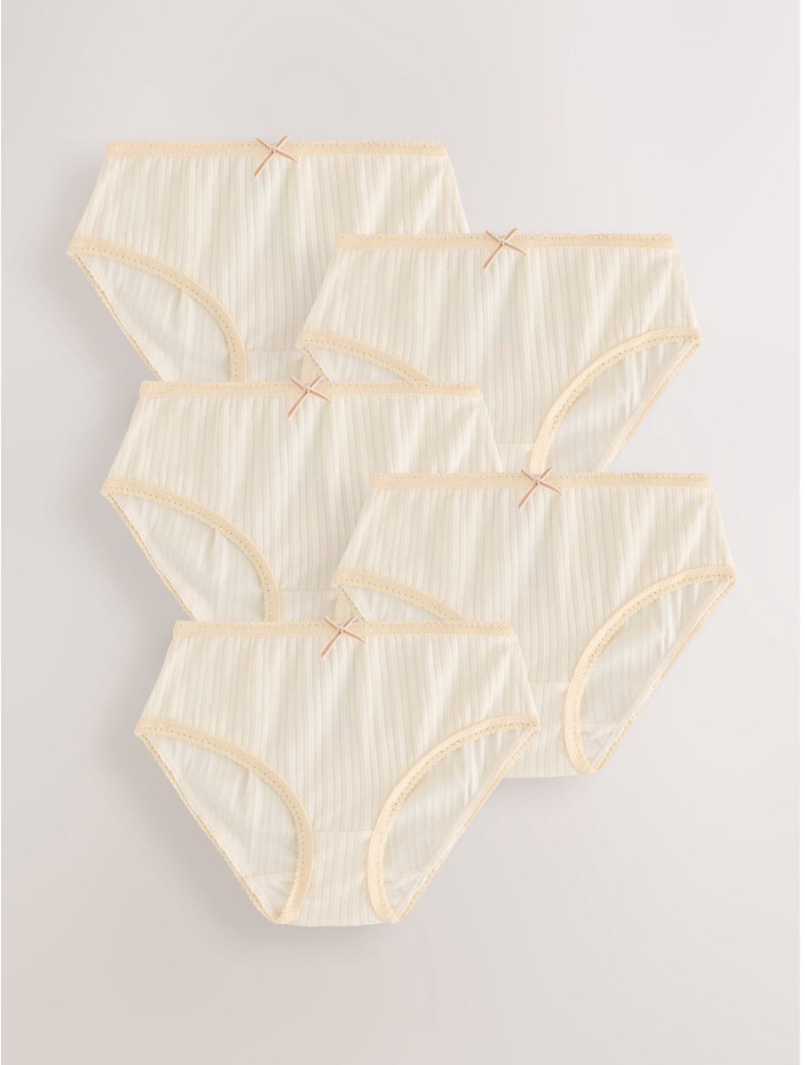 Next - Meisjes - Set van 5 slips met textuur - Crème