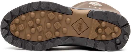 Onderkant van een bruine Muck Boot Derwent II laars, met profielzool.