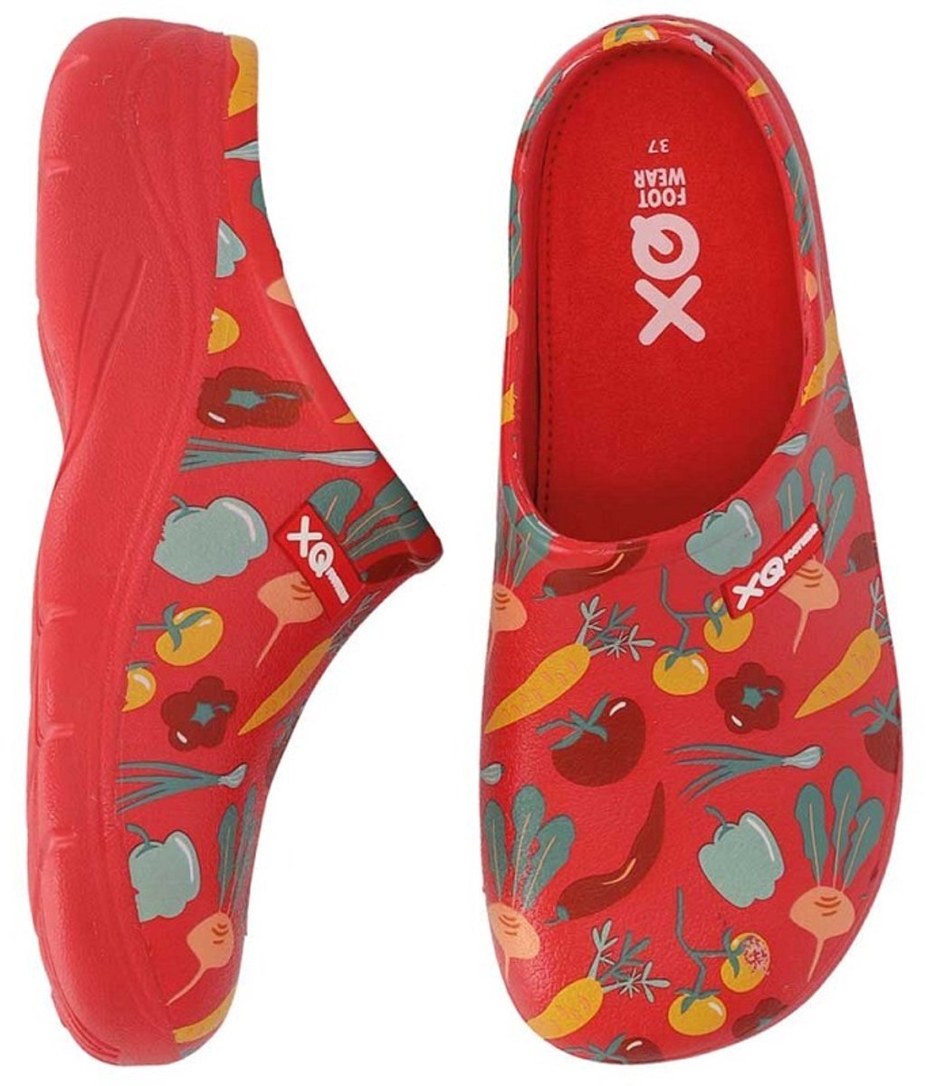 XQ dames tuinklomp - clog garden - rood groen - maat 38