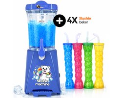 Luxéra® Luxe Slushie Machine Blauw – met 4 Slushie Bekers - Slush Machine - Slush Puppy Maker - Slushie Maker - Ijskoffie - Slush Puppy
