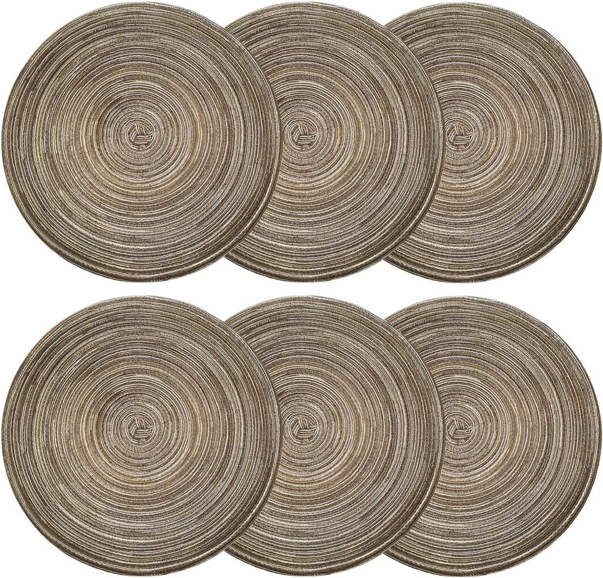 Set van 6 Stuks 30cm Ronde Placemat - Wasbare Katoenen Onderzetters, Antislip en Warmtebestendig, Ideaal voor Bruiloften, Feesten en Keukens