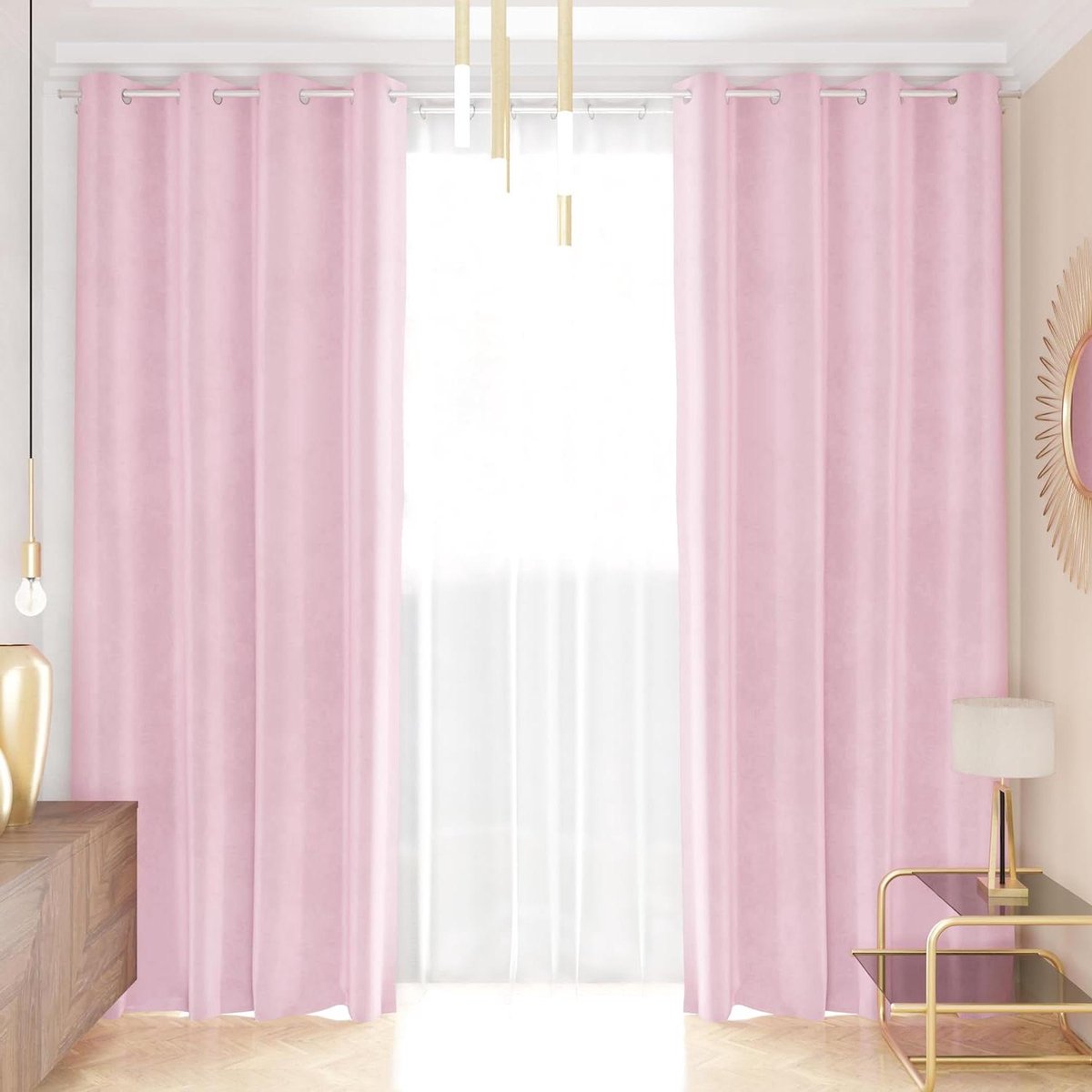 Fluwelen Gordijnen - Gordijnstof Raambekleding - Woonkamer Decoratie - 100% Geproduceerd in Italië - 2x 140x280 cm - Roze