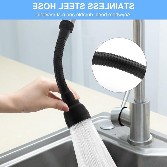 360° Draaibare Keuken Kraan Accessoire met Adapter, 3 Modi Waterstraal, Verlengstuk voor Badkamer en Keuken — afbeelding 4
