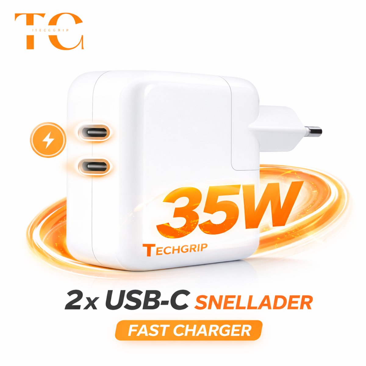 35W USB-C Oplader Snellader Dubbele USB-C Poorten Voor iPhone, iPad, MacBook, Tablet Ladeadapter - Afbeelding 2