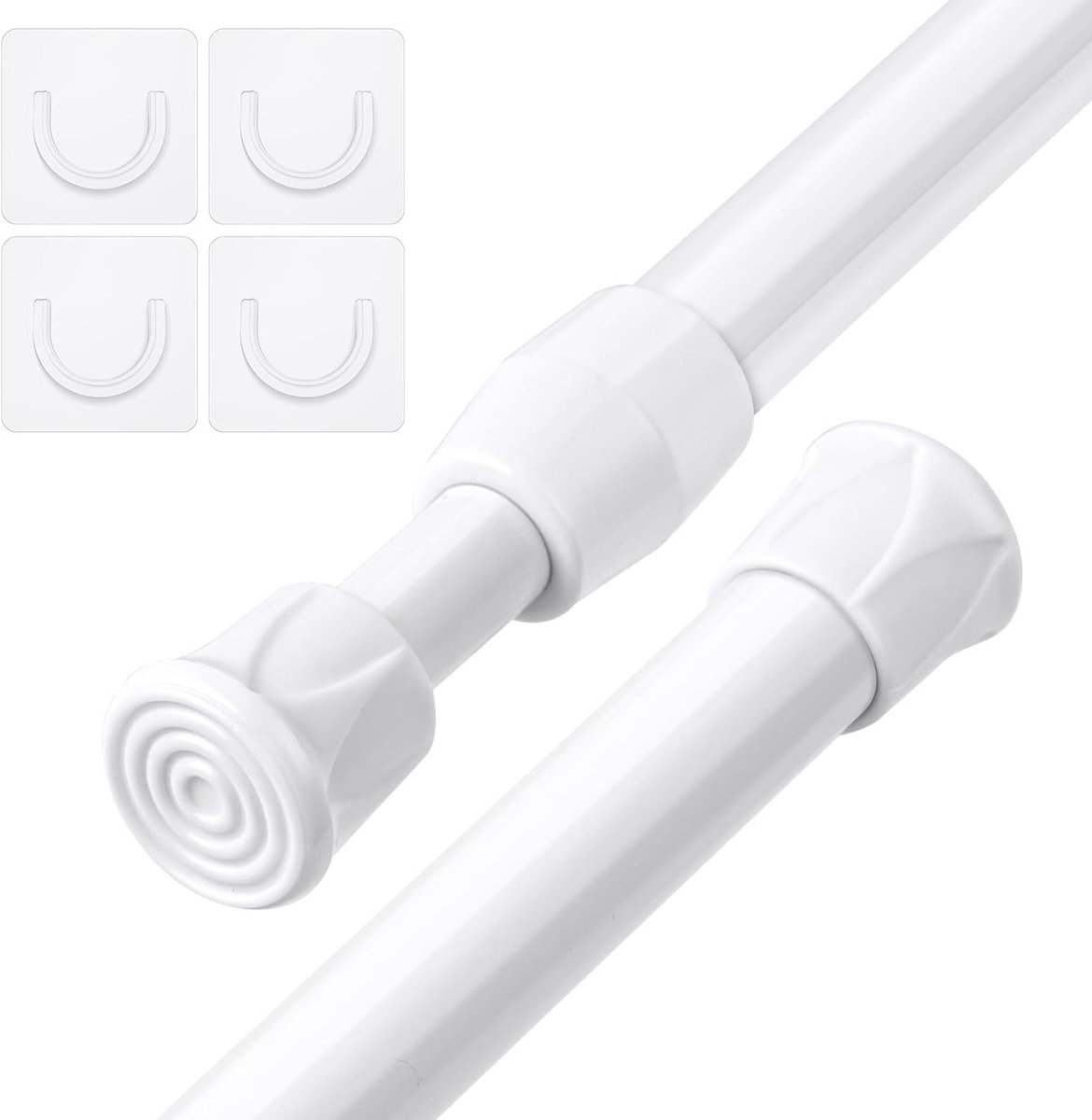 Verstelbare Uittrekbare Gordijnroede 40-70 cm, Geen Boren, Telescopische Rail met 4 Beugels voor Keuken, Badkamer en Kast (Diameter: 13mm)