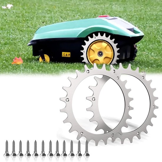 RVS spikes voor robotmaaiers - geschikt voor Bosch Indego XS 300 400 500 M700 - Zorgvuldig ontbraamd - inclusief verbeterde tractie voor robotmaaiers van Merkloos	 — afbeelding 2