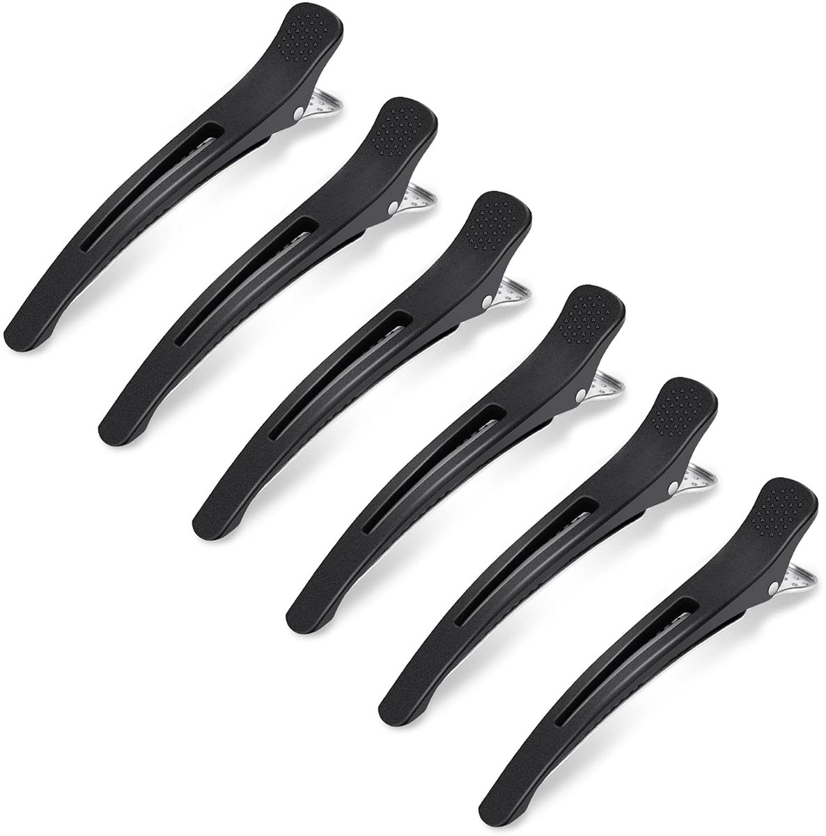 MTTproducts- Haarklemmen Professionele Kapperskwaliteit - Haarclips Dames - Afdeelklemmen - Zwart - Set van 6 - Antislip Coating