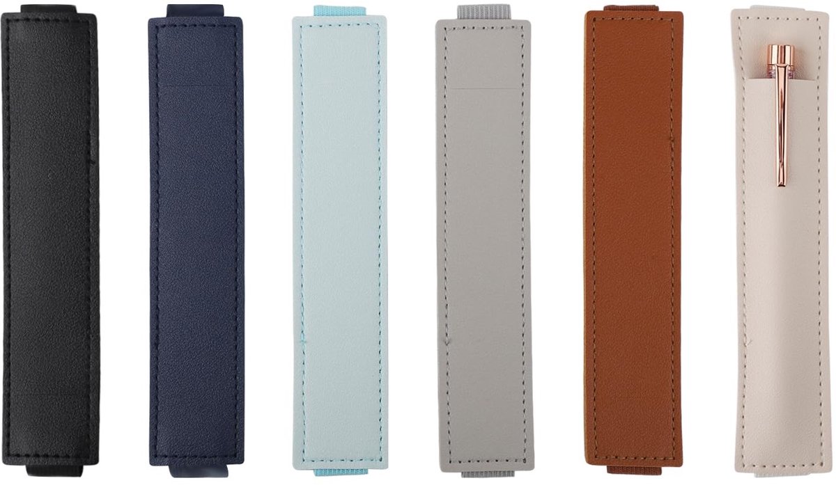 MTTproducts- Pennenhouder 6 Stuks - Elastische Band - PU Lederen Etui - Notebook/Planner Houder - Verstelbaar - 6 Kleuren - Notebookhouder