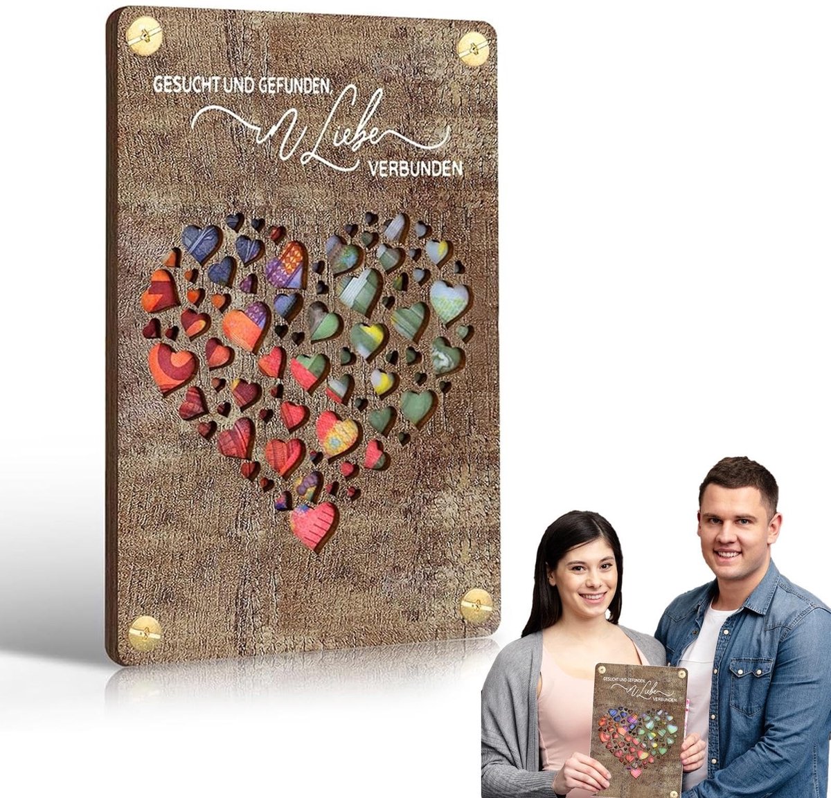 NTH products- Huwelijkscadeau gepersonaliseerd - Houten kaart - Geldcadeau bruiloft - Wenskaart - Compact formaat - Uniek ontwerp - Geldkaart