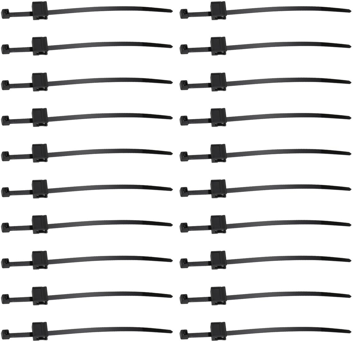 MTTproducts- Kabelbinders 20 stuks - Nylon met randclip - Zwart - UV-bestendig - 4,6 x 200 mm - Eenvoudige installatie - Kabelbinders Met Clip