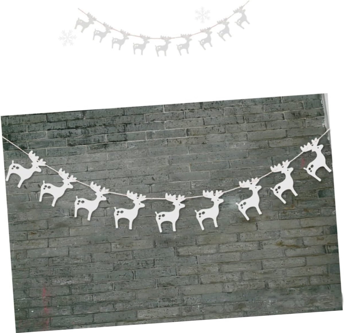 Papieren Slingers - Kerst Guirlande - Feest Versieren - Met Herten Design - 2 Stuks - Zilver – foto 2