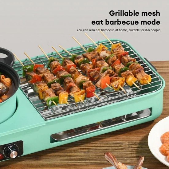 M-Goods - Elektrische BBQ Grill & Hotpot - 3-in-1 Gourmetstel - Tafelgrill - Hot Pot - Teppanyaki - 2200W — afbeelding 4