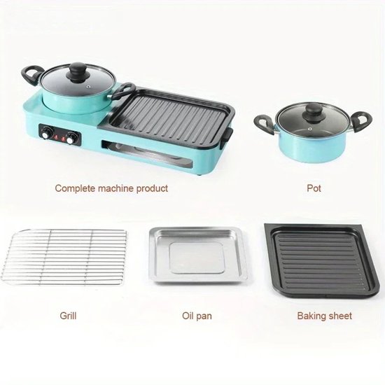 M-Goods - Elektrische BBQ Grill & Hotpot - 3-in-1 Gourmetstel - Tafelgrill - Hot Pot - Teppanyaki - 2200W — afbeelding 5