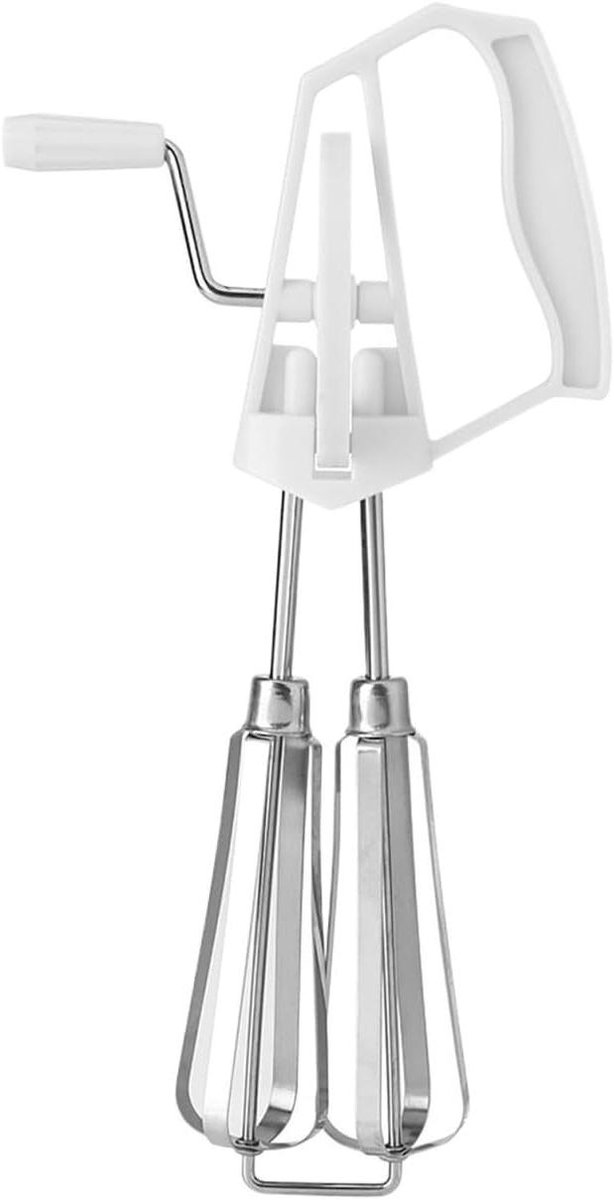 Handmatige Eierklopper - Keuken Mixer - Bespaar Kooktijd - Dubbele Cirkel Ontwerp - 25.5 cm - Wit