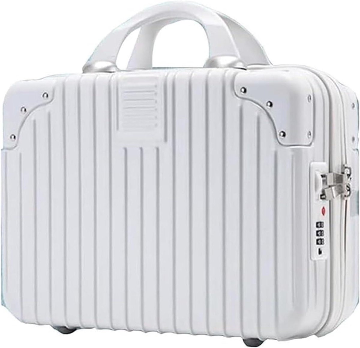 Combinatie Koffer - Reiskoffer Vanity Case - Zakelijk Reizen - Krasbestendig ABS+PC - 14 inch - Wit