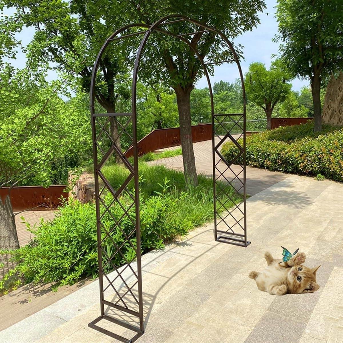 Tuinboog - Rozenboog Prieel - Decoratie Tuin - Stevig Metaal - H270cm - Bruin
