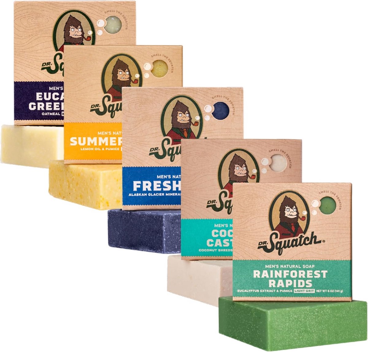 Natuurlijke Zeep voor Mannen - 5 Pack - Frisse Geuren - Plantaardige Ingrediënten