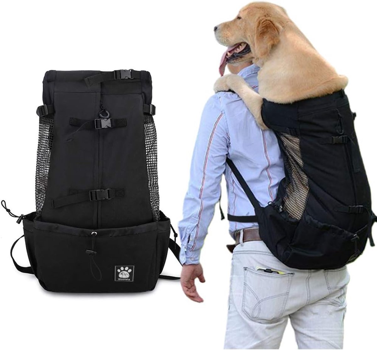 Verstelbare Hondenrugzak Voorop: Waterdichte Drager voor Puppy en Kleine Honden voor Reizen en Fietsen