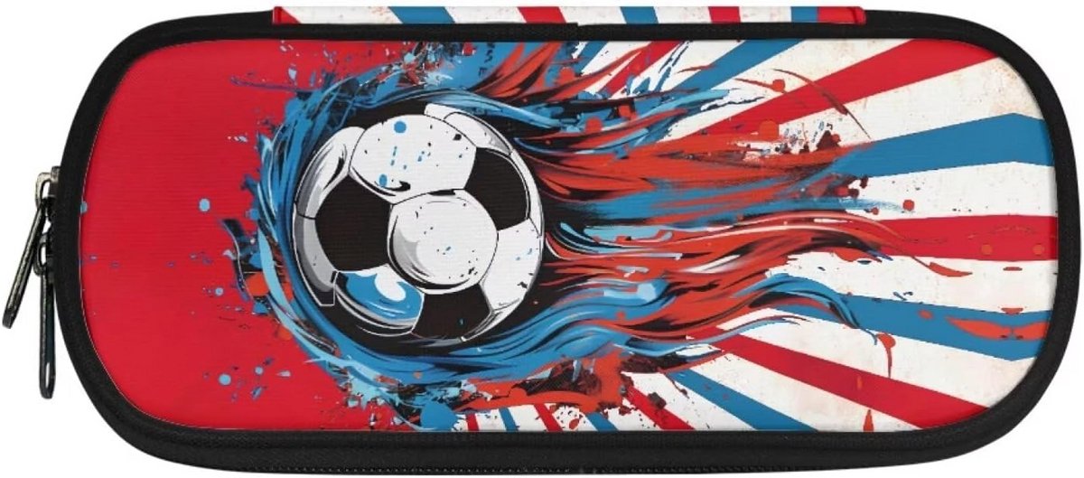 Ruime Pennenzak Voetbal Thema - Etui met Rits voor School, Hobby en Reis