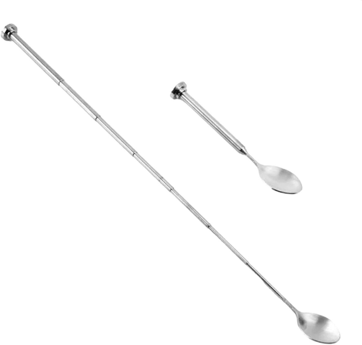 Telescoop lepel - Roestvrijstaal Lange lepel - Koken en roeren - Verstelbare lengte - 145 tot 44 cm - Zilver