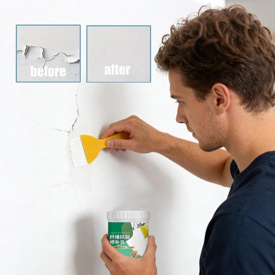Gipsplaat Reparatieset - Muur Reparatiepasta - Muren Herstellen - Waterdicht en Scheurvast - 500 g - Wit — afbeelding 3