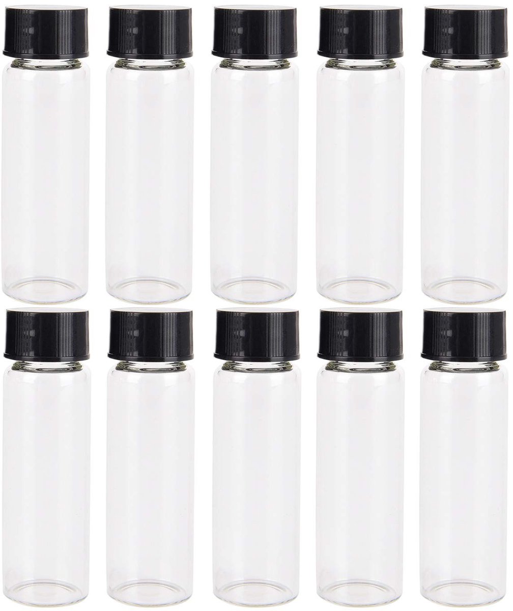 Cosensi- Glasfles 30ml - 25 Stuks - Borosilicaatglas - Zwarte Schroefdop - Lab Vials - Cosmetische Container - Lekvrij - Samplefles