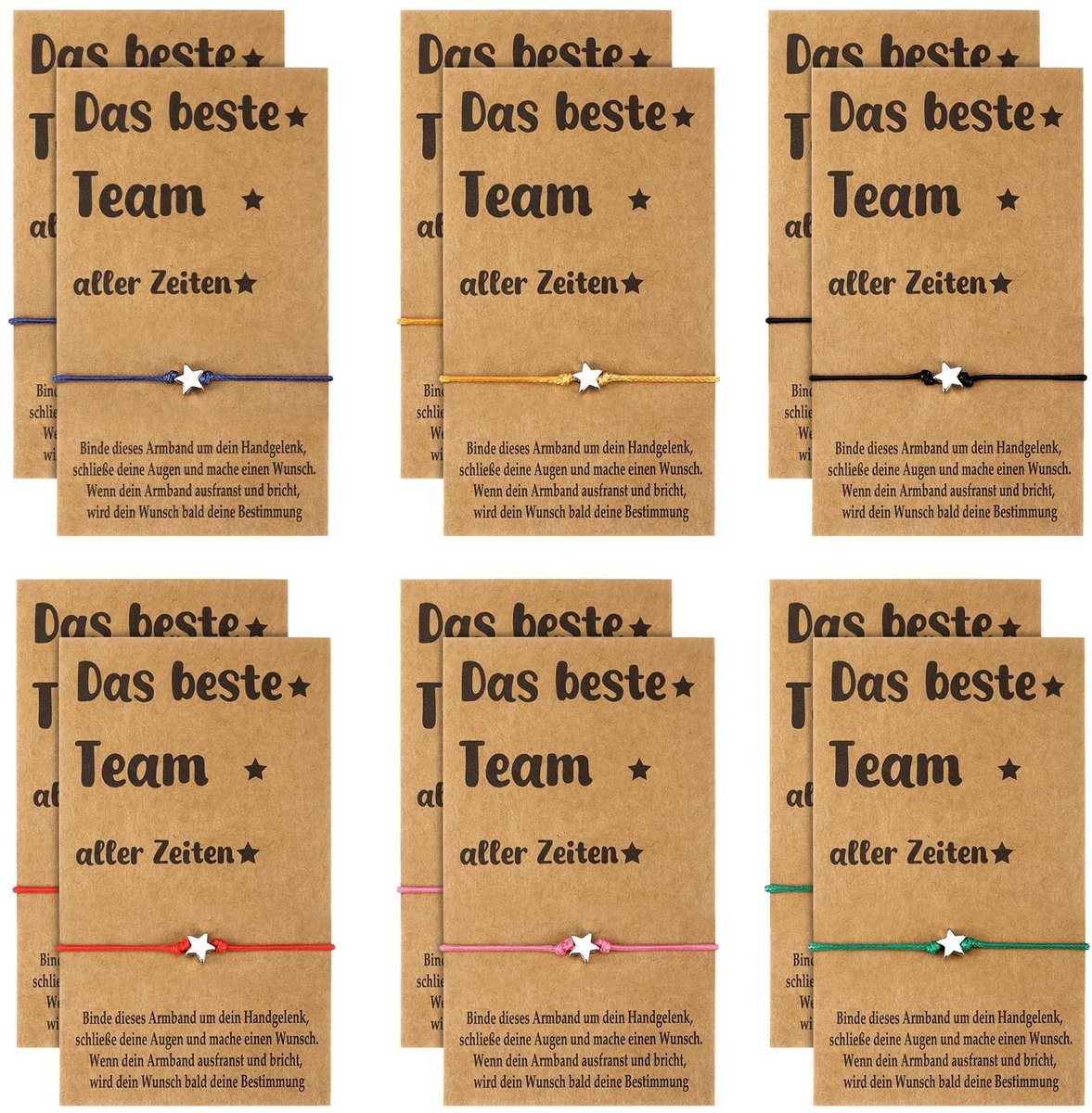 Cosensi- Afscheidskaarten Bedankje voor Collega's - Teamwerk Wenskaarten - Blanco Kaartjes - Armbanden - 6 Kleuren - Hoogwaardige Kwaliteit - Bedankkaarten