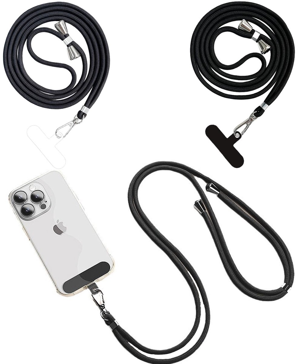 Cosensi- Telefoonlanyard Verstelbaar - Telefoonkoord Crossbody - Telefoonkoord Universeel - Telefoonkoord 2 Stuks - Lichtgewicht - Duurzame Patches