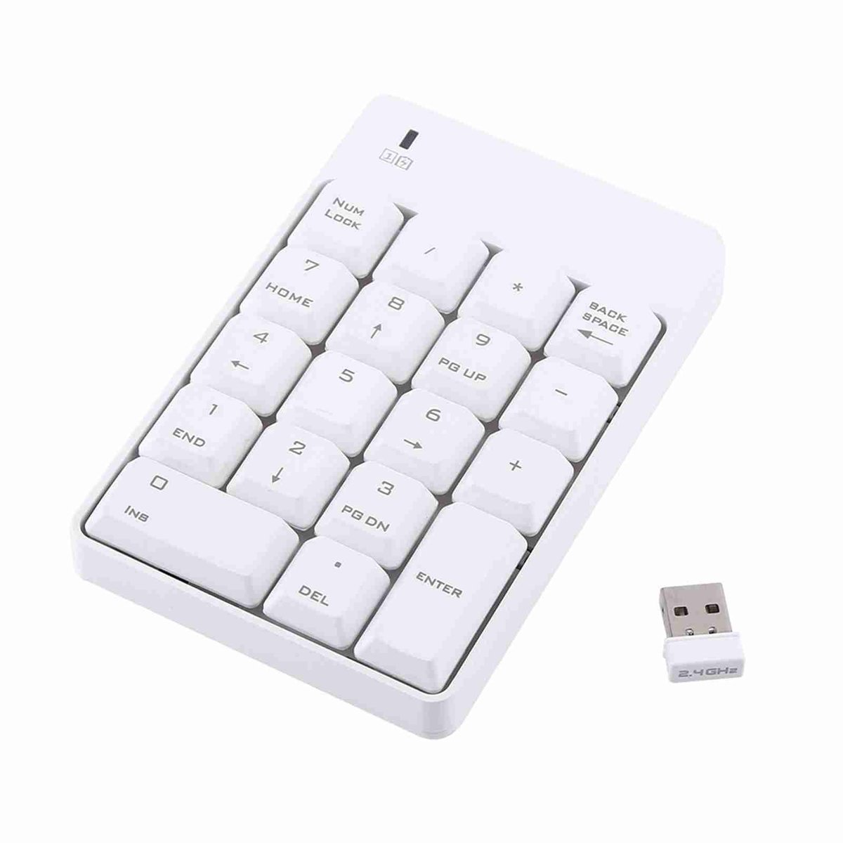 Byshayne - Draadloos USB Numpad - Handig en Draagbaar - Wit - 18 Toetsen - Geschikt voor Laptop en Desktop - Eenvoudige Installatie
