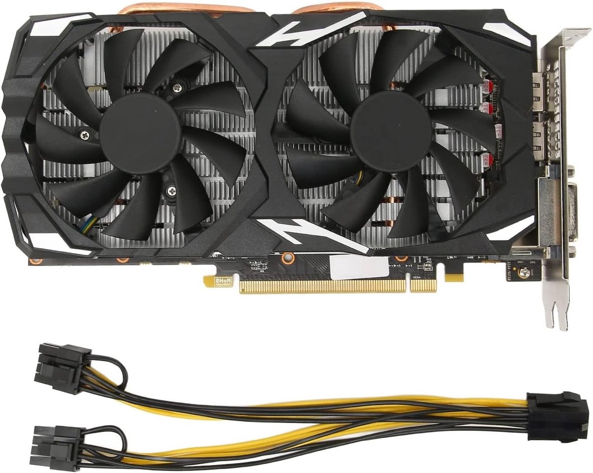 Krachtige Grafische Kaart met 8GB GDDR5 Geheugen, Ondersteuning voor 8K Resolutie en 2 Koelventilatoren voor Gaming en Creatieve Toepassingen