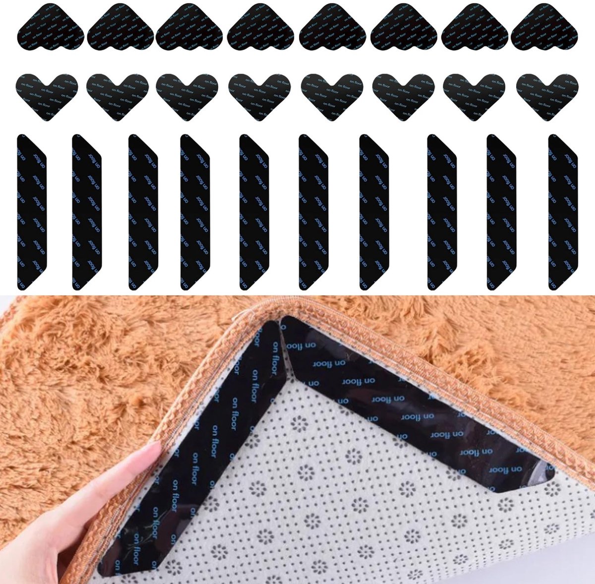 Cosensi- Tapijtgrijpers 26 Stuks - Antislip Tapijt - Grijpers voor Tapijt - Tapijtsticker - Herbruikbare Klemmen - Veiligheid voor Je Gezin - Tapijttape
