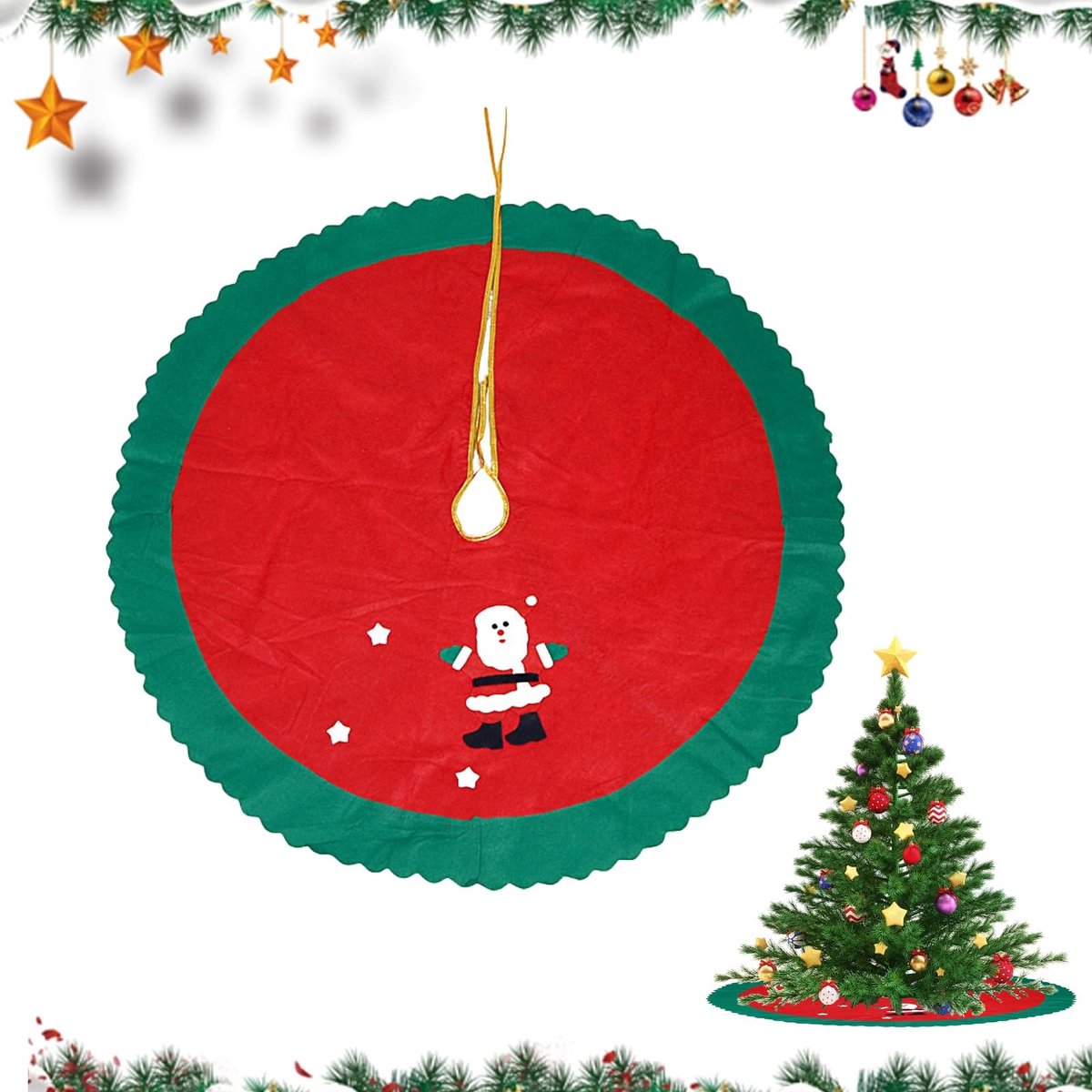 Cosensi- Kerstboomrok 90 cm - Rode Vloermat - Kerstdecoraties - Opvouwbaar - Sneeuwpop - Feestelijk Tintje - Kerstboomdeken