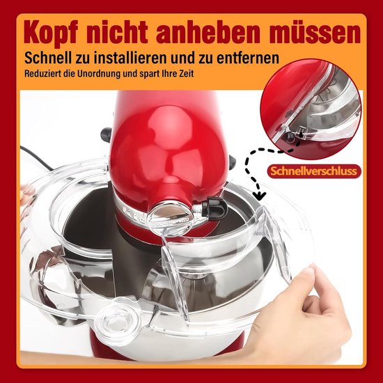 Transparante Spatbescherming voor KitchenAid 4,5-5 QT Mixer - Bescherming tegen Spetters en Spatels — afbeelding 3