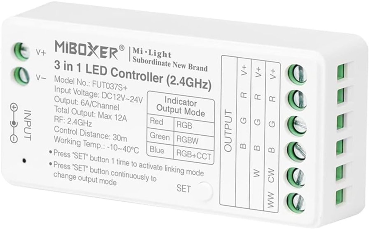3-in-1 LED Strip Controller WiFi Compatibel met Alexa en Google Home voor RGB en RGB+CCT Verlichting
