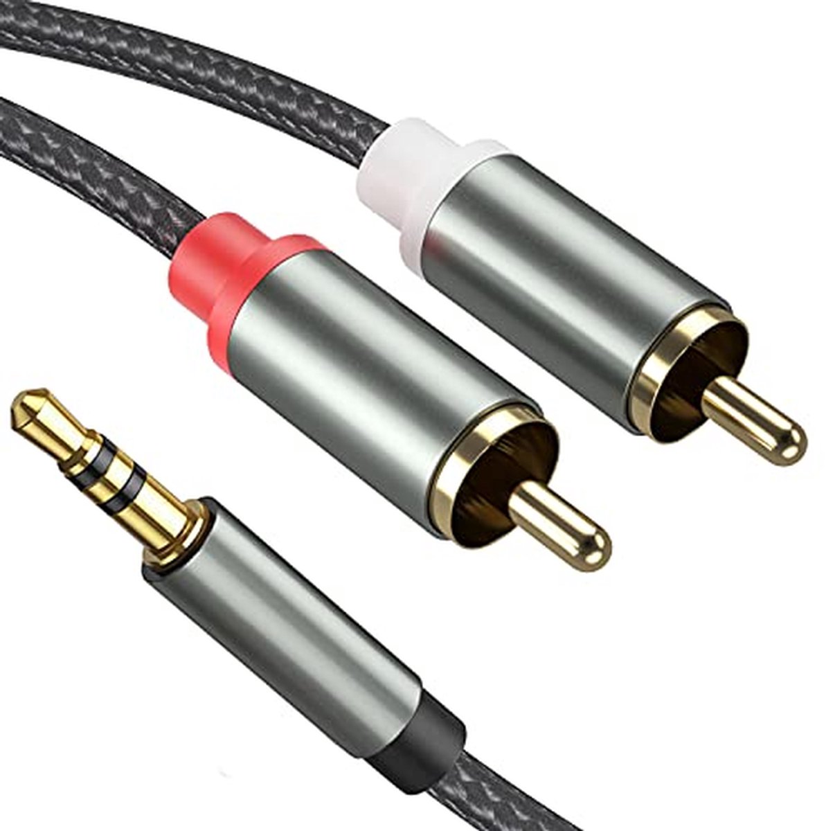 3.5 mm Jack naar 2 RCA Stereo Audio Kabel voor PC, Smartphone en DJ Controller