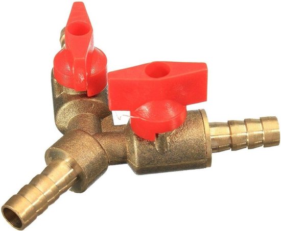 Y Shape Valve Connector - 3 Way Slangaansluiting - Y Controle Afsluiter voor Olie - Water - Gas 10mm Messing van Merkloos	 — afbeelding 3