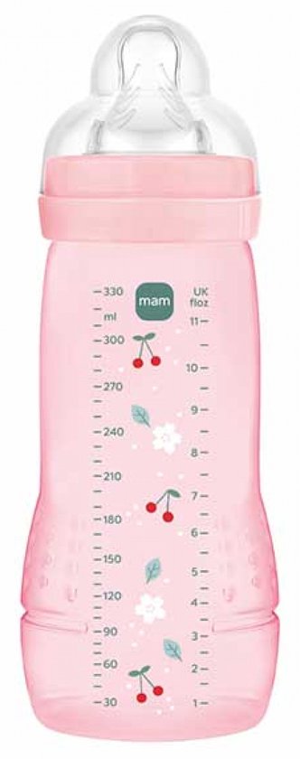 MAM Easy Active Fles 2e Fase 330 ml 6 Maanden en + Zeer Snelle Stroom (Kleur : Bessen)