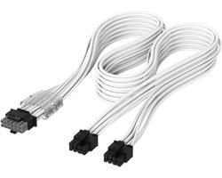 PSU Kabel - Voedingskabel PC - Computer Bouwen - Drievoudige Paracord - 600W - Wit