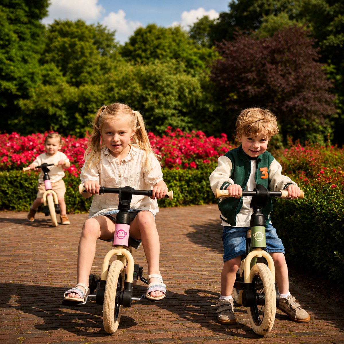 Kidcruiser Loopfiets 2+ jaar - Optioneel met LED Zijwieltjes & Trappers - 3-in-1 Kinderfiets - 12 inch – Donker Groen – Modulair Design — afbeelding 4