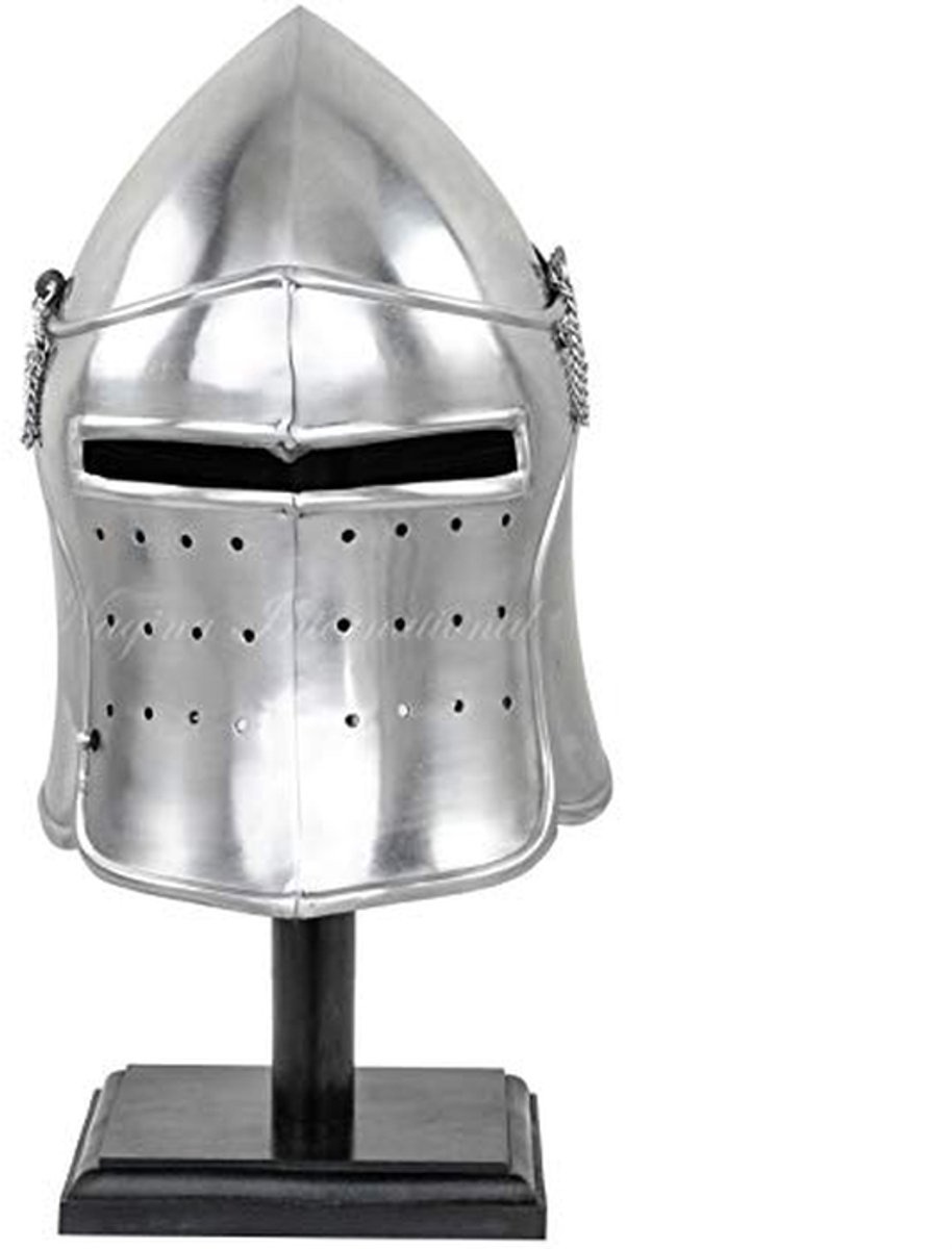 Middeleeuwse Bascinet Visored Barbuta Stalen Helm - Collectible Knight LARP-helm voor Halloween Kostuum