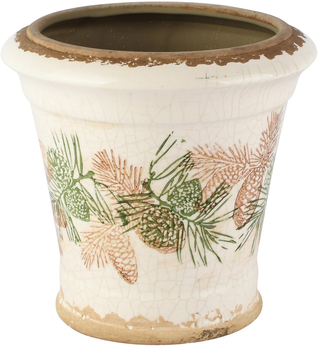 Dekoratief | Bloempot 'Vintage Pine', keramiek, 19x19x18cm | A265461