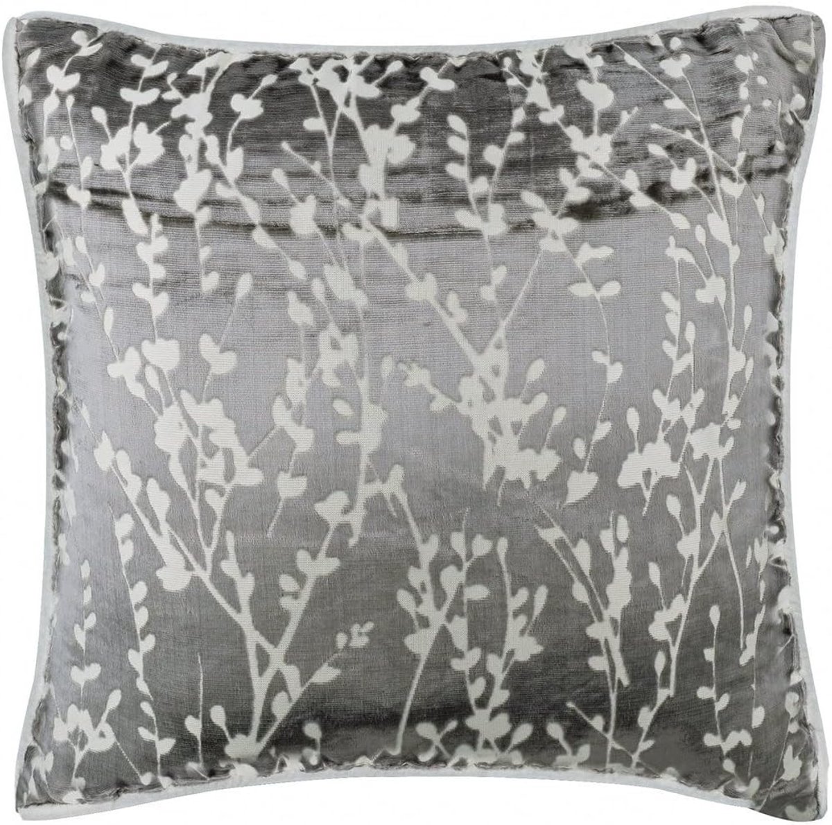 Decoratief Sierkussenhoes Grijs Burn-out Fluweel 65x65 cm - Handgemaakt Bloemenpatroon